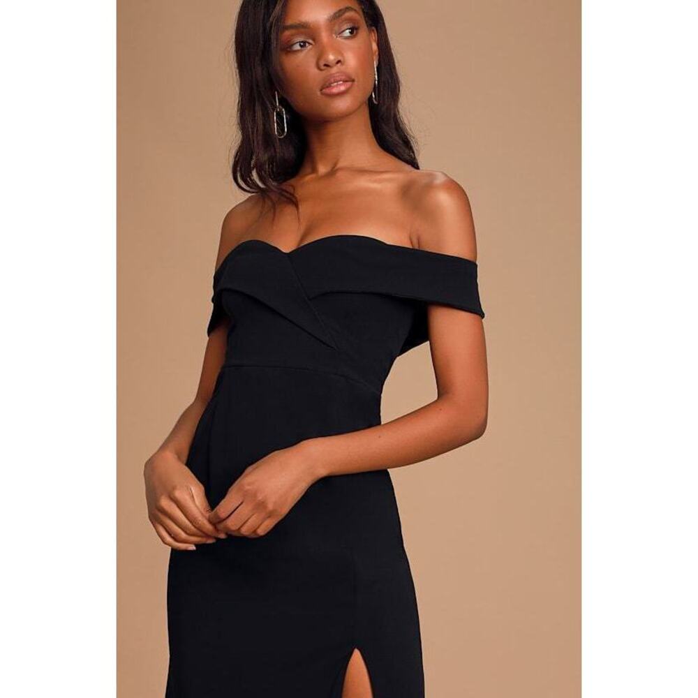 Lulus Song Of Love Black Off-the-shoulder Maxi Dress - Size L